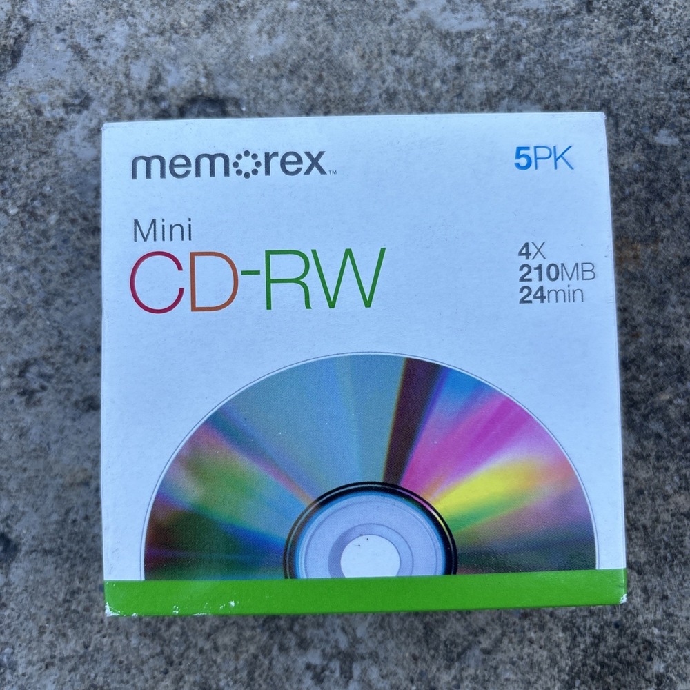 Memorex Pocket CD-RW (8cm CD / 4x / 210MB / 24min) 5 Pack New